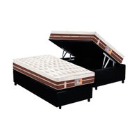 Conjunto Box Baú Solteiro: Colchão Molas Castor Ensacadas Silver Star Air Híbrido + Base CRC Courano Black (88x188)