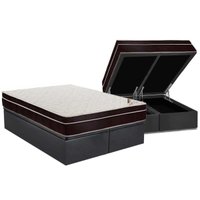 Cama Box Baú Queen: Colchão Ortopédico Ortobom Exclusive + Base CRC Suede Gray (158x198)