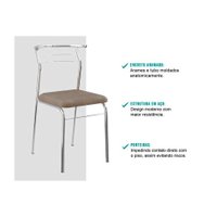 Kit 2 Cadeiras de Cozinha 1708 Aço 2 Uni Preto/ Courano Preto - Carraro