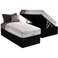 Cama Box Baú Solteiro: Colchão Molas MasterPocket Ensacadas Herval Maxspring American + Base CRC Suede Black (88x188)