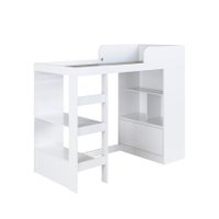 Cama Alta Multifuncional Com Nichos E Escrivaninha Branco