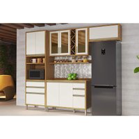 Kit Cozinha Modulada 5 Peças Tempranillo (2Aéreos+1Balcão+1TorreQuente+1Complemento) C5P75 Amendoa/Off White - Ronipa