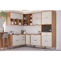 Cozinha Modulada Completa Eloise 7 Peças (3Aéreos+3Balcões+1Paneleiro) CZ029 Freijo/Off White - MGM
