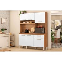 Cozinha Compacta Kit Álamo c/ 6 Portas e 1 Gaveta 160cm Amendola/Branco - Demóbile