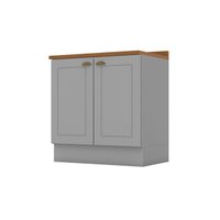 Gabinete de Cozinha Modulado Balcão c/ Tampo Americana c/ 2 Portas 80cm Cinza - Henn