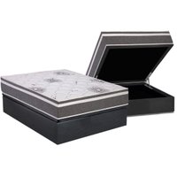 Cama Box Baú Casal: Colchão Espuma D45 Polar D33 Pérola Premium + Base CRC Suede Gray (138x188)