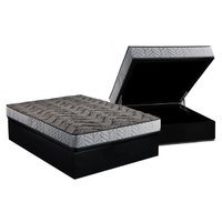 Conjunto Box Baú King: Colchão Molas Paropas Compact AG 65 / D28 Royalle Rústico Prata + Base CRC Suede Black (193x203)