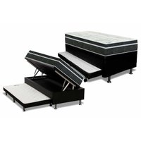 Conjunto Box Baú Solteiro: Colchão Molas Orthoflex Bonnel Venezia Black + Base CRC Courano Black (88x188)