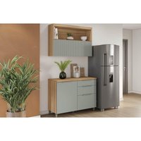 Kit de Cozinha Completa 2 Peças Marquesa (1Aéreo+1Balcão) C2P29 Nature/Verde - Nesher