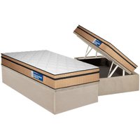 Cama Box Baú Solteiro: Colchão Anatômico Plumatex D45 Selectus + Base CRC Suede Clean (88x188)