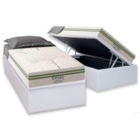 Conjunto Box Baú Solteiro: Colchão Espuma Paropas Molas Ensacadas Coliseu + Base CRC Suede White (88x188)