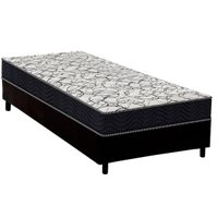 Cama Box Solteiro: Colchão Espuma D45 Ortobom Airtech 150 + Base CRC Suede Black (78x188)