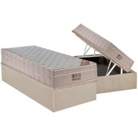Cama Box Baú Solteiro: Colchão Molas SuperPocket Ensacadas Ortobom Fort Airtech + Base CRC Suede Clean (88x188)