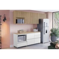 Kit de Cozinha Completa 5 Peças Rainha (3Aéreos+2Balcões) C5P112 Nature/Branco - Nesher
