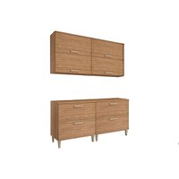 Cozinha Modulada Completa Bella 4 Peças (2Aéreos+2Balcões) 160cm Freijo - MGM