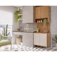 Cozinha Modulada Completa Divina 3 Peças (1Aéreo+1Balcão+1Complemento) CZ006 Freijo/Off White - MGM