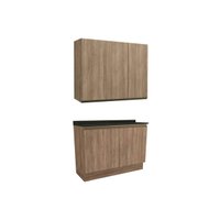 Cozinha Modulada Completa Maxxi 3 Peças (1Aéreo+1Balcão+1Complemento) C3P10 Nogal/Preto Brilho - Kappesberg