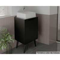 Balcão p/ Banheiro c/ Pés BN3641 s/ Cuba c/ 1 Porta 45cm Preto - Tecno Mobili