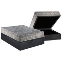 Cama Box Baú Casal: Colchão Molas SuperPocket Ensacadas D Angelis Anjos Royal + Base CRC Suede Gray (138x188)