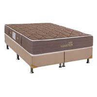Cama Box Queen: Colchão Molas Herval Bonnel Suite Master + Base CRC Suede Bege(158x198)