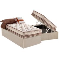 Conjunto Box Baú Solteiro: Colchão Molas Herval Ensacadas Istambul + Base CRC Suede Bege (88x188)