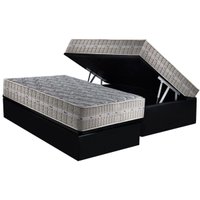Cama Box Baú Solteiro: Colchão Molas Ensacadas D Angelis Anjos Royal + Base CRC Suede Black (88x188)