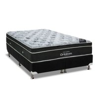 Cama Box King: Colchão Molas Ortobom Nanolastic Exclusive + Base CRC Suede Preto(193x203)
