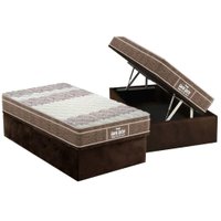 Cama Box Baú Solteiro: Colchão Anatômico Probel D33 Guarda Costas PróIntense Plus + Base CRC Suede Brown (88x188)