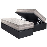 Conjunto Box Baú Solteiro: Colchão Molas Paropas D28 / Master Prata Double Face 25 + Base CRC Suede Gray (88x188)