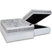 Cama Box Baú Casal: Colchão Molas Pocket Ensacadas Castor Super Luxo Látex Plush + Base CRC Courano White (138x188)