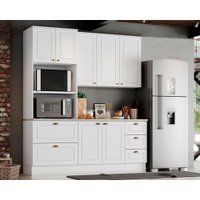Kit Cozinha Modulada 4 Peças Americana (1Aéreo+1Balcão+1Paneleiro+1Complemento) CZ125 Branco - Henn
