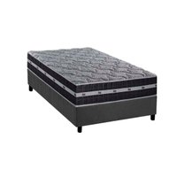 Cama Box Solteiro: Colchão Molas MasterPocket Ensacadas D Angelis Anjos Black Graphite + Base CRC Suede Gray (88x188)