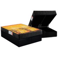 Cama Box Baú Queen: Colchão Ortopédico D Angelis Anjos D28 / AG65 Pantanal Black + Base CRC Suede Black (158x198)
