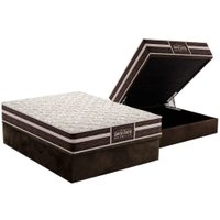 Cama Box Baú Casal: Colchão Anatômico Probel Guarda Costas Extra Firme + Base CRC Suede Brown (138x188)