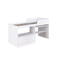 Cama Alta Multifuncional Com Nicho E Escrivaninha Branco