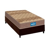 Cama Box Solteiro: Colchão Espuma D33 Probel Firmepedic Guarda Costas PróIntense Brown + Base CRC Suede Brown (88x188)