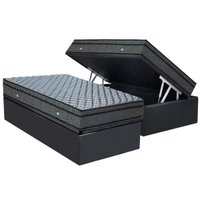 Cama Box Baú Solteiro: Colchão Molas Ensacadas Ortobom Orthotel Luxo + Base CRC Suede Gray (88x188)