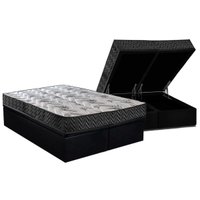 Conjunto Box Baú Queen: Colchão Espuma Paropas D45 Pasquale Wave Black + Base CRC Suede Black (158x198)