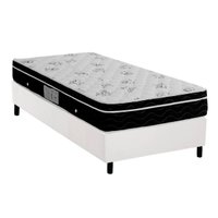 Cama Box Solteiro: Colchão Molas Ortobom Nanolastic Physical Spring + Base CRC Courano White(88x188)