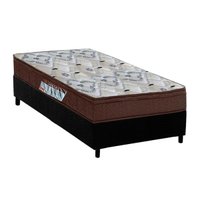 Cama Box Solteiro: Colchão Espuma D45 Ortobom /EP Anatômico Fort Tech ISO 150 Mega Firme + Base CRC Suede Black(88x188)