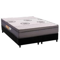 Conjunto Box Queen: Colchão Anatômico Polar D28 OrthoPremium Grey + Base CRC Suede Black (158x198)