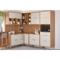 Kit Cozinha Modulada 11 Peças Eloise (3Aéros+3Balcões+1Paneleiro+4Complemento) CZ030 Freijo/Off White-MGM