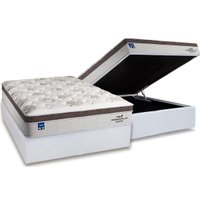 Cama Box Baú Casal: Colchão Molas Bonnel Plumatex Ensacadas Personalle + Base CRC Courano White (138x188)
