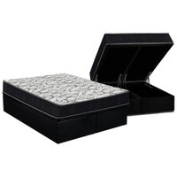 Conjunto Box Baú Queen: Colchão Espuma Ortobom D45 / Airtech 150 + Base CRC Suede Black (158x198)