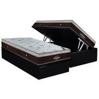 Cama Box Baú Solteiro: Colchão Molas Ensacadas Ortobom Sleep King + Base CRC Suede Black (88x188)