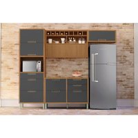Kit de Cozinha Completa 4 Peças Imperatriz (2Aéreos+1Balcão+1Paneleiro) C4P157 Freijo/Grafite - Nesher