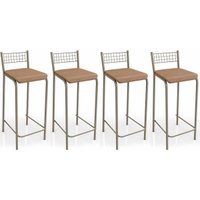 Kit 4 Banquetas Sala Jantar Gênova B705 4 Un Niquel - Courano Capuccino - Kappesberg