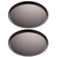 Kit 2 Assadeiras Antiaderentes Formas de Pizza 36cm Preta Redondas Aço Carbono Lyor