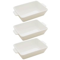 Kit 3 Travessas de Porcelana Branca 23,5x15cm Refratários co