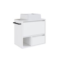 Gabinete de Banheiro Suspenso Branco 60cm com Cuba e Toalheiro 1 Porta e 1 Gaveta
